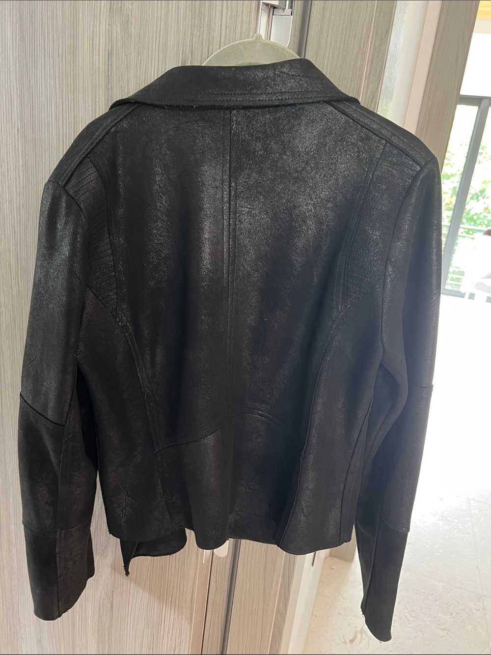$168 EVEREVE Marren sueded Moto Jacket black M - Picture 6 of 10